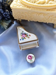 法國利摩日半手繪袖珍鋼琴/鋼琴椅瓷器/擺飾/美國西洋古董