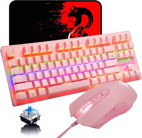 MAMBASNAKE x ZIYOU LANG Wired K2 Pink blue Switch gaming keyboard and mouse set gaming keyboard and 