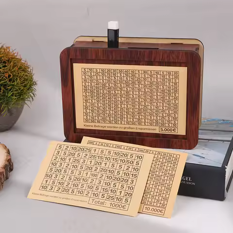 ⭐ 1 Set Wooden Piggy Bank Money Container Money Box For Cash Saving Treasure Coin Case 1000/5000/100