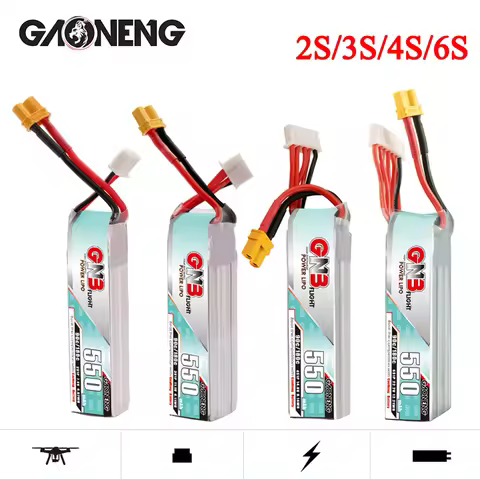 GNB 2S 3S 4S 6S 550mAh 90C LiPo Battery For Quadcopter Helicopter FPV Drone Parts 7.4V 11.1V 14.8V 2