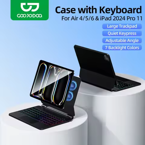 GOOJODOQ Magic Keyboard Case for iPad Pro 11 M4 iPad Air 4/5/6 Smart Pogo Pin Bluetooth 5.2 Multi-To