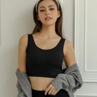 U型美背親膚針織彈力bra top-純粹黑