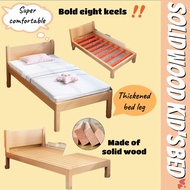 Solid wood bed frame beech wood with mattress children's bed queen splicing bed baby widened bed single bed bedside small bed for household use splicing big bed zlx