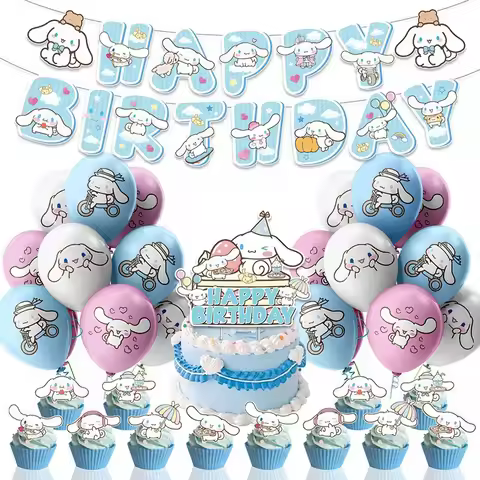 Hello Kitty Cinnamon Dog-themed Party Decorations, Birthday Bunting, Cake Topper, and Balloon Set