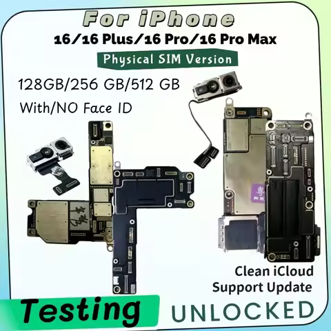 With/NO Face ID Motherboard For iPhone 16 Pro Max 16 Plus Mainboard NO iCloud NO Lock Support Update