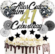 Anlgdi Happy 41st Birthday Man Cake Decoration Happy 41th Birthday Woman Cake Topper 41st Birthday B
