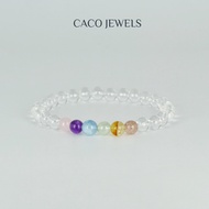 CACO Assorted Crystal Gemstone Bracelet Amethyst Aquamarine Clear Quartz "Purity" (1 Piece)