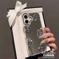 Mirror Pleated Heart-shaped Phone Case For OPPO A5 Pro A3 Pro A3X A3 A2X Reno 12 Pro 12F A2 Pro Indi