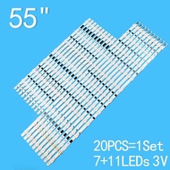 20pcs LED Strip 11 + 7 (L + R) สำหรับ SAMSUNG 55 2013SVS55F D2GE_550SCA-R3 D2GE_550SCB-R3 UA55F6400