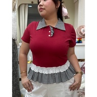 BB SHOP COLLAR PEPLUM LADIES COTTON FABRIC