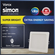 (2Year Warranty)SIRIM Approved Simon Valor Model LED Downlight Square 17W 6 Inch