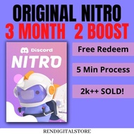 Discord Nitro 3 Month with 2 Server Boost  | No Redeem Charge