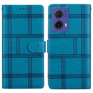 Ready to ship Embossed Checkered Leather Phone Case For Motorola Moto G85 5G/Motorola Moto E15/Motor