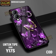 HP Vivo Y17S Case - New Case Glossy casing Vivo Y17Shp [BUTTERFLY Motif] - AGM Case softcase glass c