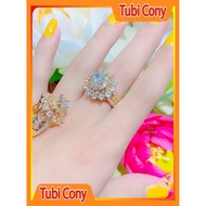 [ N833 ] Luxurious but gentle gold or platinum plated women's ring with stones - Tubi cony