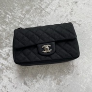 Chanel Classic Flap Mini Rectangular 20cm 香奈兒CF Mini 黑銀 磨砂荔枝皮