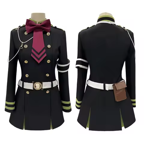 HOLOUN Seraph Of The End Anime Shinoa Hiiragi Cosplay Costume Coat Belt Bow Tie Halloween Christmas 