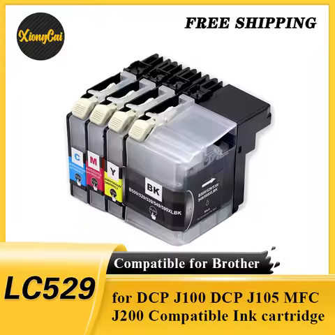 High quality Ink cartridge 4pcs for Brother LC529 for DCP J100 DCP J105 MFC J200 Compatible Ink cart