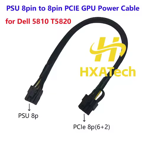 HXATech- Black Sleeved PSU 8pin to 8pin(6+2) PCI Express GPU Video Card Power Cable for Dell Precisi