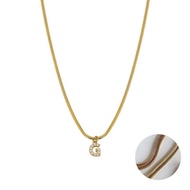 Stainless Steel Snake Bone Chain 26 Letter Necklace 18K Gold Square Shell 295