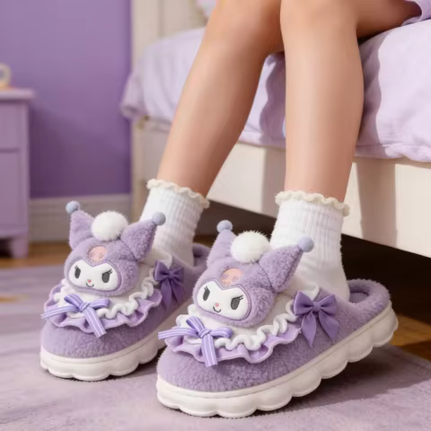 Kids' Slippers House Shoes Hello Kitty Winter Shoes For Girls Soft Bottom Warm Anti-slip Warm Blue P