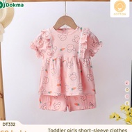 Dokma (8-14.2kg) Skirt Set Children's Short-Sleeved Shirt Cotton Muslin Fabric DT332 Baby Dress Clot