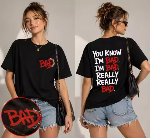 "Bad" Lyrics T-shirt by the King of Pop Michael Jackson T-shirt 2026 Michael T-shirt Michael Jackson
