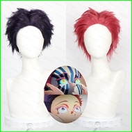 SQ1 Demon Slayer Akaza Hakuji Cosplay Wig Anime Hair Hairpiece Heat Resistant Halloween Party QS1