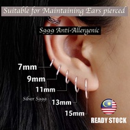 S999 sterling silver earrings retro mini temperament simple small earrings ear hole maintenance 纯银99