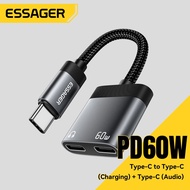 Essager PD 60W 2-in-1 Audio & Charging Cable (C to C+C/3.5mm)