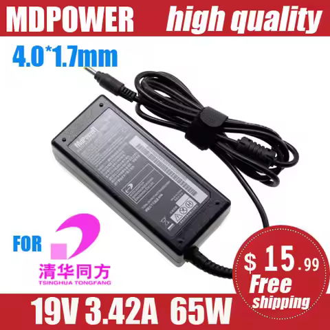 FOR TSINGHUA TONFANG 19V 3.42A 65W 4.0*1.7mm Laptop AC Adapter power Charger U49F S1A U49F5 U49F Hai