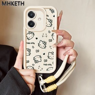 MHKETH Case For OPPO A3 4G A3 Pro 5G A3X 4G A3X 5G A40 A60 5G Phone Cat Strap Three-Color Silicone S