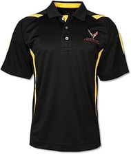 Racing Pegasus Polo Shirt: Black/Yellow for C8 Corvette (X-Large), Black, X-Large