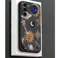 1pc Fashionable Sun, Moon, Star, Universe, Star, Moon, Sun Anti-Drop Anti-Slip Black Phone Case Comp