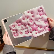 INS Individuality 3D Pink Lucky Stars 360° Rotate Holder For IPad10.2 Shell Ipad10th Cover Mini6 Case Ipad Air1/2 Cover Air4/5 10.9 Anti-fall Case Pro11/ipad12.9 Anti-bending Cover