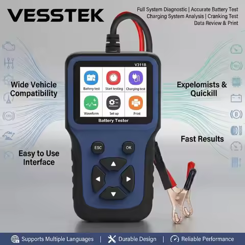 VESSTEK V311B OBD2 Scanner 12V Car Battery Tester Automotive Alternator Voltage Analyzer EOBD Auto D