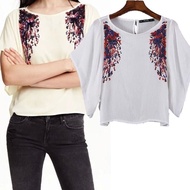Imported Blouse - 40436 Red Blue Art Top