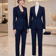 5 ​ꔛ ꕤ ̊A47 Navy Blue Suit Set Cutting Details At The Waist Of The Front And Back Shirt Beautiful Sh