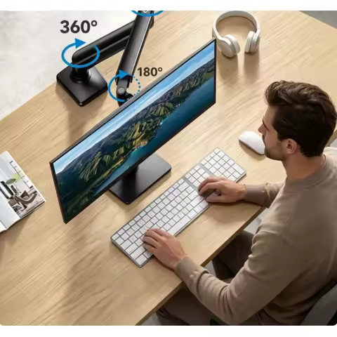 Universal Single Monitor Mount, Fits 32 Inch Screen, Holds Up To 19.8 Lbs, Adjustable Desk Bracket