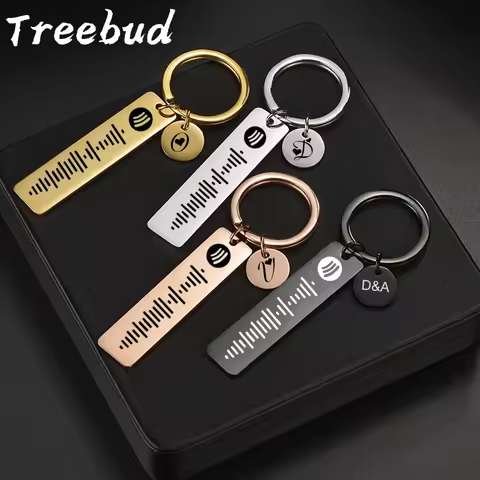 Treebud Fashion Engrave Music Spotify Code Keychains Stainless Steel Custom Name Date ID Number Keyr