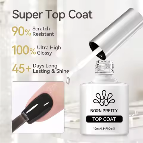 BORN PRETTY 10ml Super Top Coat No Wipe Top Base Matte Top Coat Enhancer Varnish Semi Permanent Soak