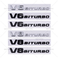 3D ABS V6 V8 BITURBO Nameplate Logo Sticker For Mercedes A Class W176 W177 AMG Tailgate Side Body Pe