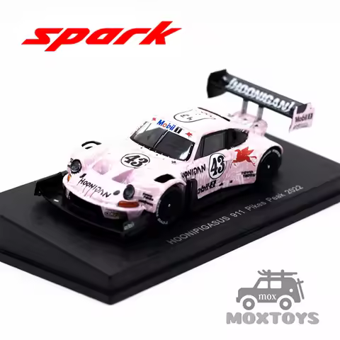 SPARK 1:64 HOONIPIGASUS No.43 Pikes Peak 2022 pink Diecast Model Car