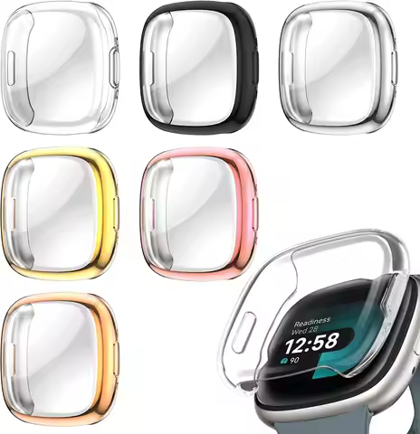 Full Screen Protector Case For Fitbit Versa 4 Soft TPU Screen Protector Cover For Fitbit Versa 3/Sen