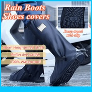 Genuine Rubber Waterproof Shoe Covers (1 Pair) - Reflective, for Rainy Weather, Outdoor, Motorcycle 