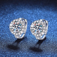 2 CT จริง D สี 6.5 มม.Moissanite Diamond Hoop ต่างหูสําหรับงานแต่งงาน S925 เงินสเตอร์ลิงแผ่น Pt950 เ