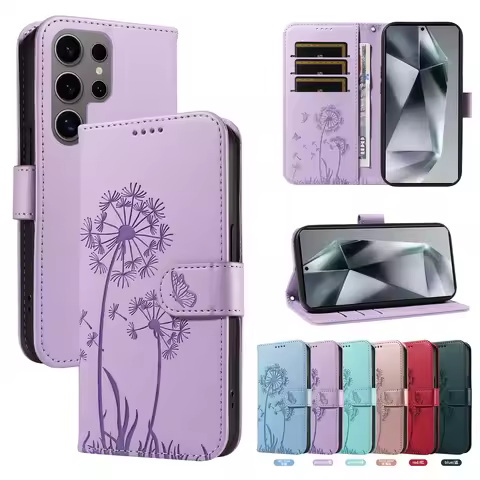 Dandelion Magnetic Flip Case for Samsung Galaxy S25 S24 S23 S22 S21 S20 S10 S9 S8 S7 Edge Plus Ultra