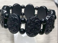 A貨翡翠墨玉‘九龍護主’手排