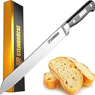 STEINBRÜCKE Serrated Bread knife 10 inch - Ultra sharp Bread Slicing Knife Forged from German Stainl