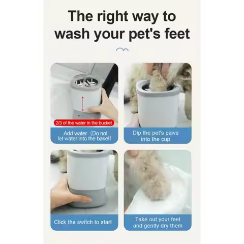 QX2E 360 Degree Rotating Automatic Pet Paws Cleaner with Speed Control for Dog Cats Foot Gentle and 